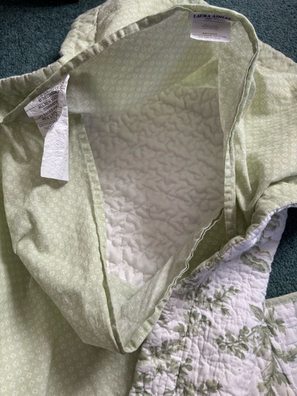 Green Floral Quilt with Matching Sham - Picture 5 of 8